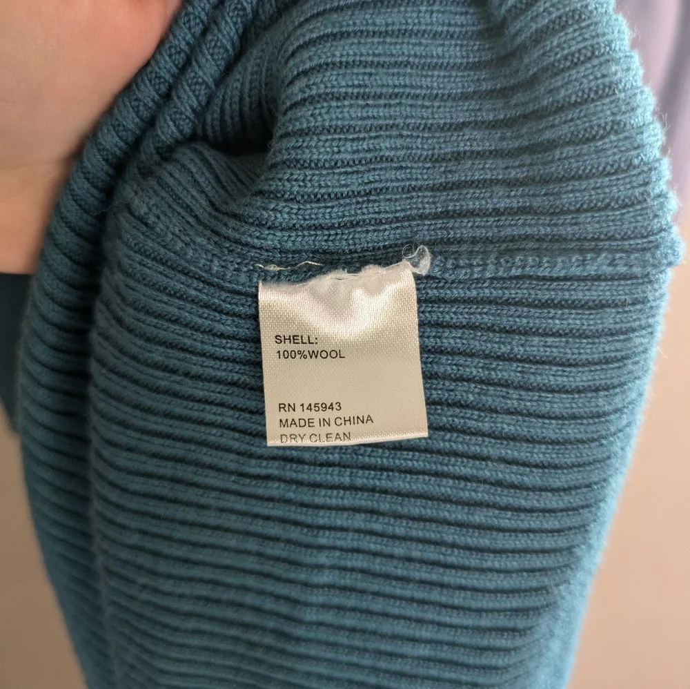 Busayo Colorblock Ribbed Purple Teal Midi Sweater Dress Size M